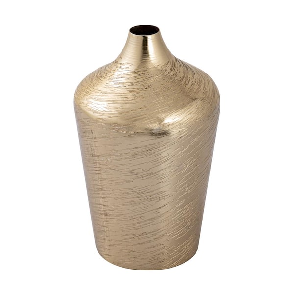 Gold Brass Etched Metal Vase (Two size)