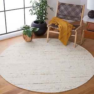 Natura Ivory/Light Gray 6 ft. x 6 ft. Solid Color Round Area Rug