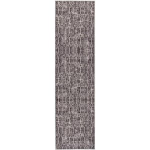 Machine Washable Series 1 Mocha 2 ft. x 6 ft. Geometric Contemporary Runner Area Rug