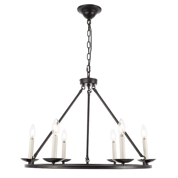 Unbranded 26 in. Home Living 6-Light Black Chandelier with no Bulbs Included