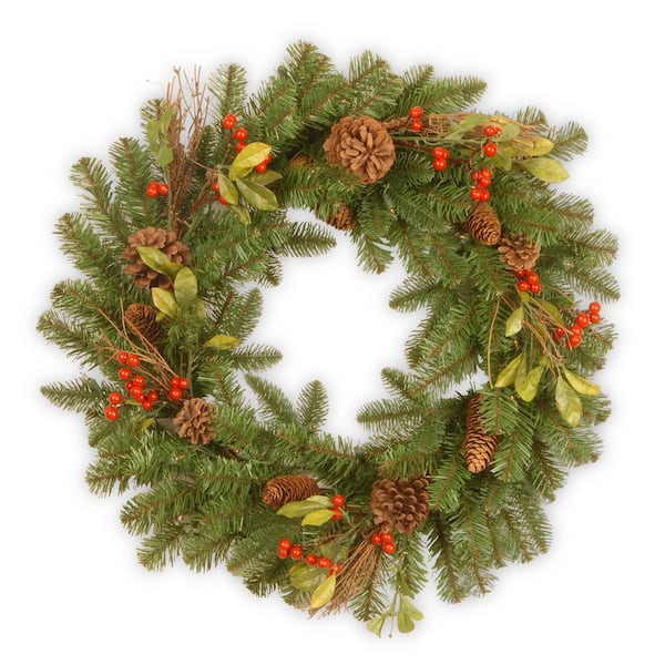 National Tree Company Decorative Collection Berry Leaf 24 in. Artificial Wreath