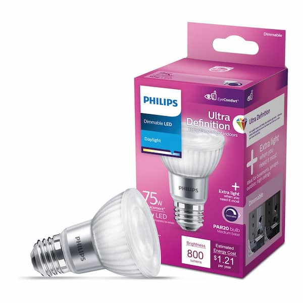 Philips 75-Watt Equivalent PAR20 Ultra Definition Dimmable High Output E26 LED Light Bulb Daylight 5000K (1-Pack)