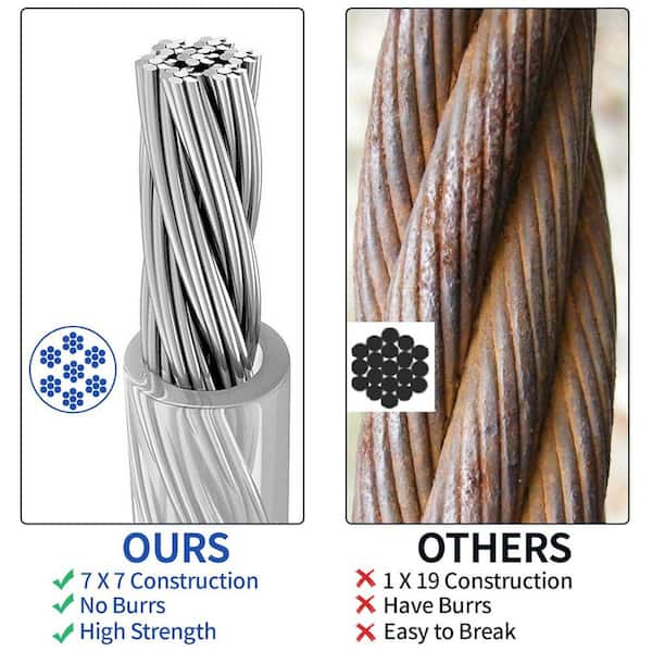 Mua YingYa BIS 246FT Black Vinyl Coated 304 Stainless Steel Wire Rope Cable Kit – Heavy Duty