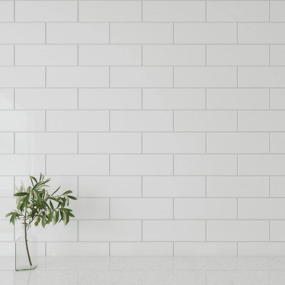 Agreeable Gray Glossy Glass Subway Wall Tile 4" x 12"