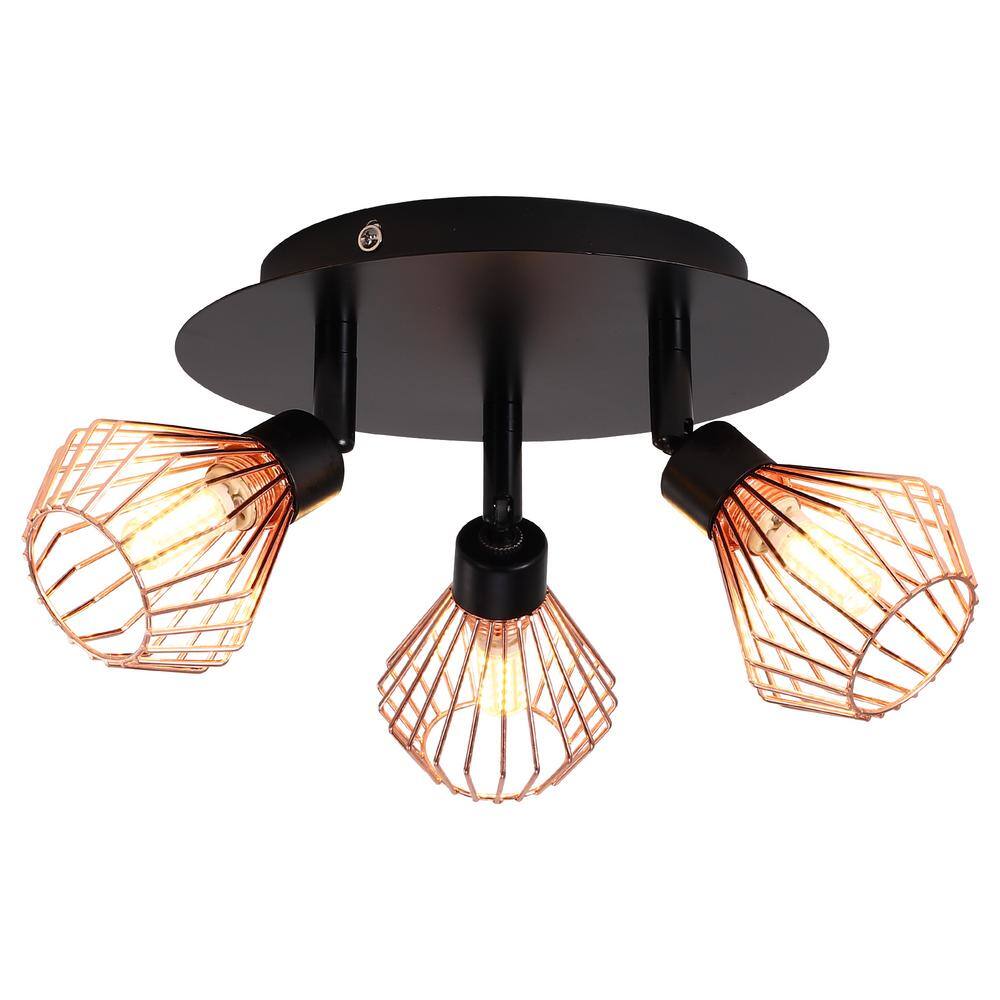 LWYTJO Farhiyo 7.87in. Adjustable 3-Heads Rustic Semi Flush Mount G9 ...