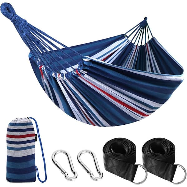 Cubilan 12 ft. Portable Camping Hammocks for Hanging Sturdy Hammock with Tree Straps Up to 660 lbs. in Blue/White/Red