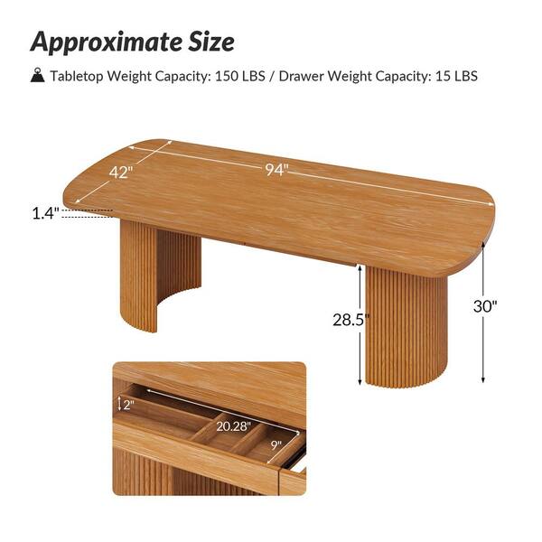 JAYDEN CREATION Sonia Acorn 94 in. Mid-century Modern Dining