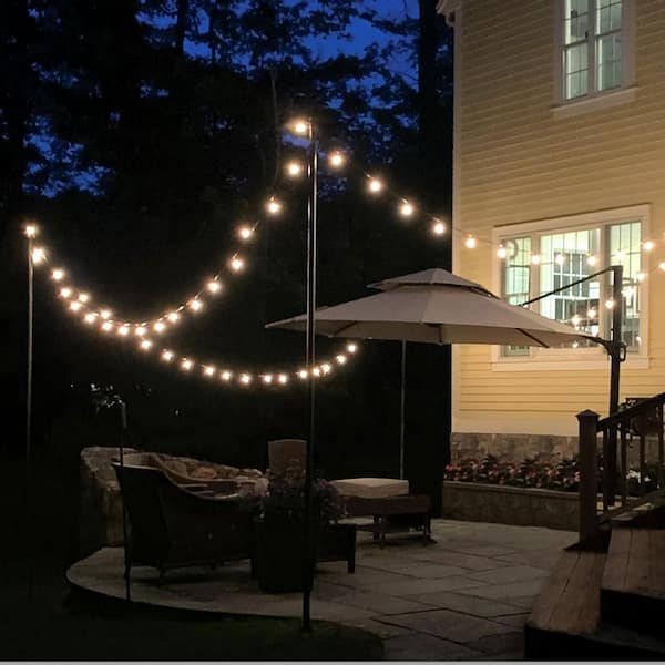 YQL Metal Patio Light Poles for Outdoor String Lights 10 Ft Hold