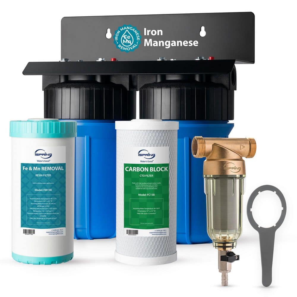 WGB21BM Whole House Water Filter System w/WSP50 Spin Down Sediment Filter, Removes Iron, Manganese, Chlorine, Sediment