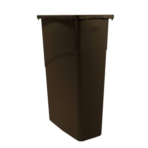 Rubbermaid Commercial Products Slim Jim 23 Gal. Brown Rectangular Trash Can