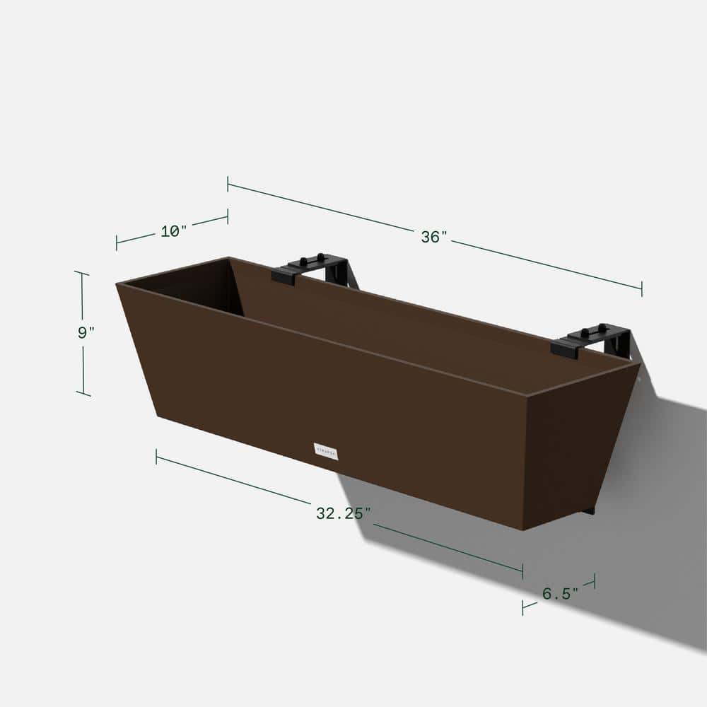 Espresso 36" Recycled Plastic Railing Planter Set of 2