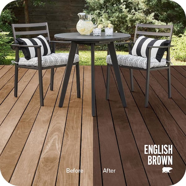 5 gal. #ST-201 English Brown Semi-Transparent Waterproofing Exterior Wood Stain and Sealer