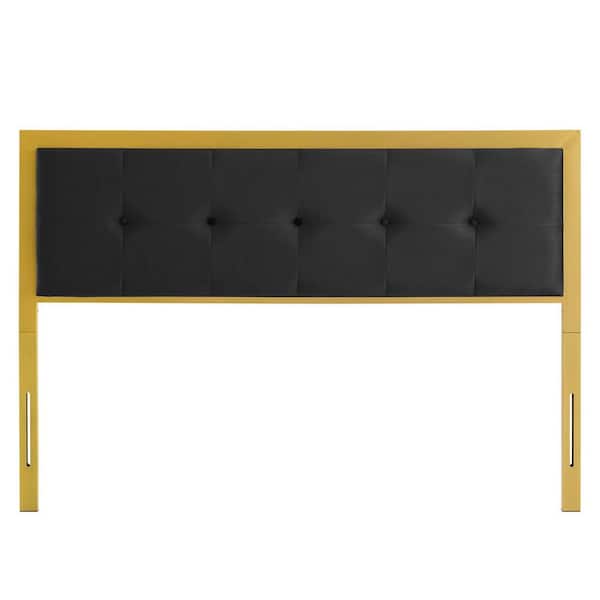 MODWAY Teagan in Gold Black Tufted Full Performance Velvet Headboard