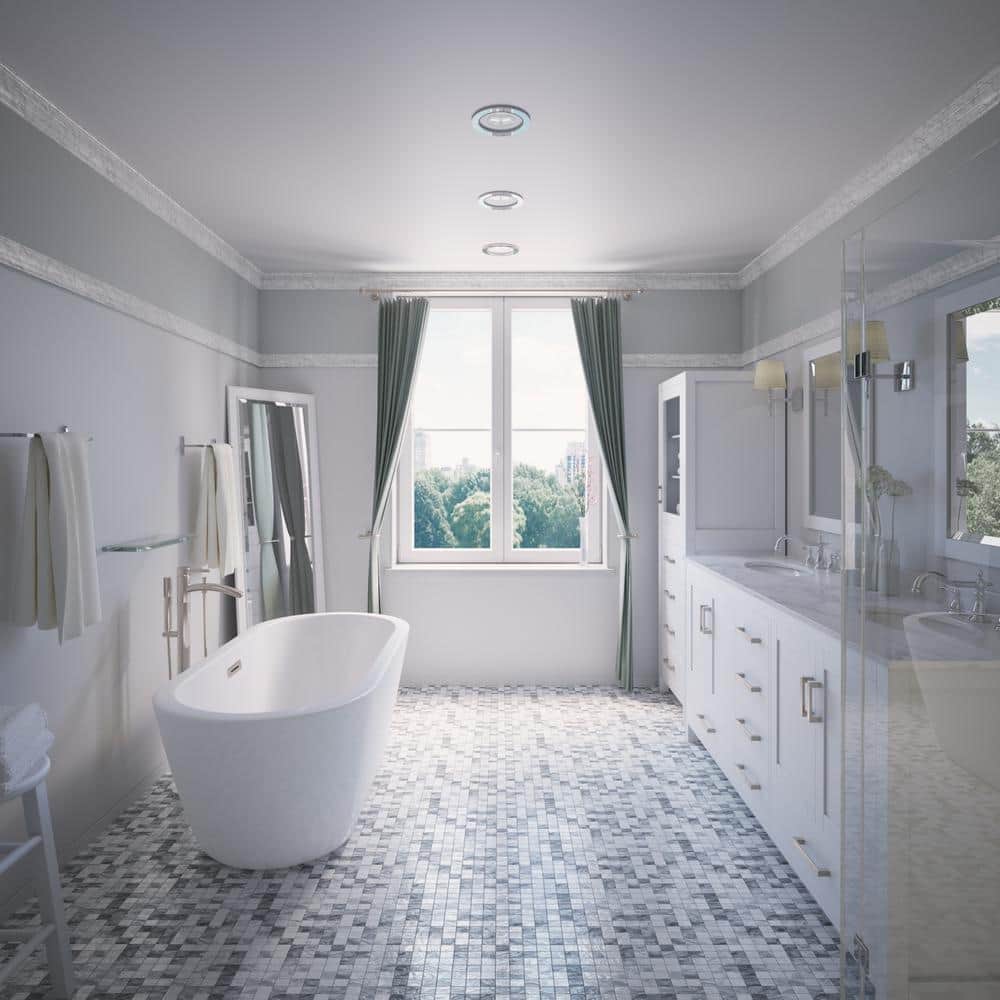 Soho 60 Inch White Acrylic Freestanding Bathtub with Brushed Nickel Trim