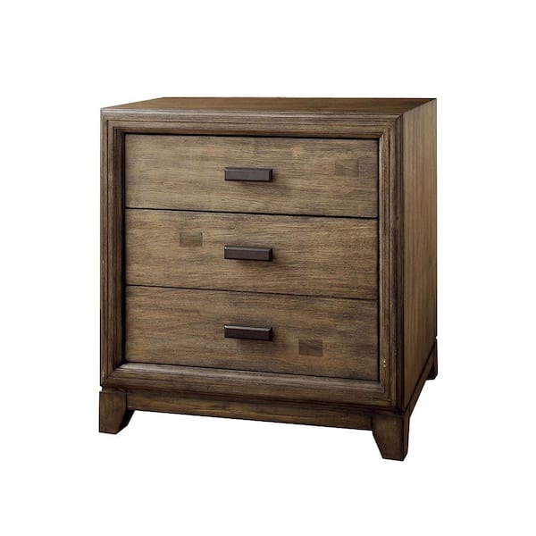 William's Home Furnishing 3-Drawer Antler Natural Ash Night Stand 26 in. H x 26 in. W x 18 in. D