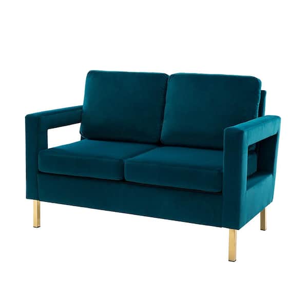 JAYDEN CREATION Barmen 50 in. Teal Fabric 2-Seat Loveseat with Loose Back