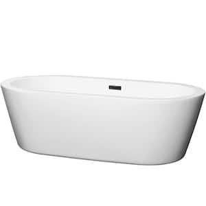 Mermaid 71 in. Acrylic Flatbottom Bathtub in White with Matte Black Trim