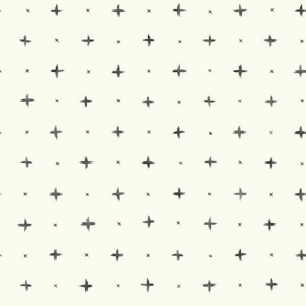 Magnolia Home by Joanna Gaines Cross Stitch Black Peel & Stick Repositionable Wallpaper Roll (Covers 34 Sq. Ft.)
