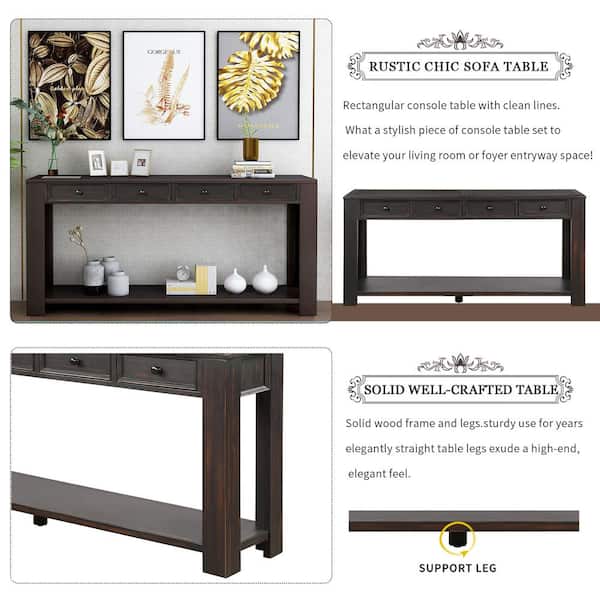 64 Modern Console Table,Long Storage Console Rustic Entryway