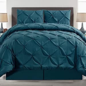 2-Piece Dark Green All Season Ultra Soft 100% Polyester Twin Comforter set with 1 Pillow Sham