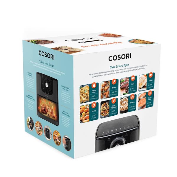 Cosori - Premium Black 5.8 QT Air Fryer with Bonus Skewer Rack Set