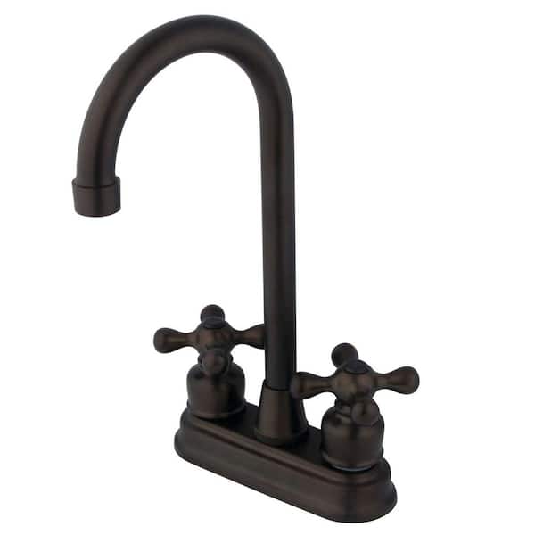 Kingston Brass 2-Handle Deck Mount Gooseneck Bar Prep Faucets in Oil Rubbed Bronze
