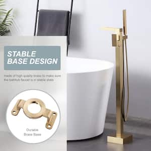 1-Handle Freestanding Claw Foot Tub Faucet with Hand Shower in Gold