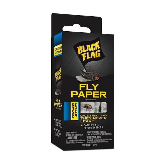 Black Flag Fly Paper Glue Insect Traps (4-Count)