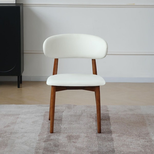 Set of 6, Upholstered Faux Leather Dining Chair with Wood Legs in Walnut