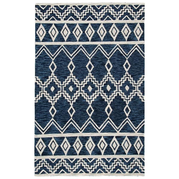 SAFAVIEH Abstract Navy/Ivory Doormat 3 ft. x 5 ft. Chevron Tribal Area Rug