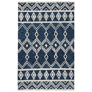 Abstract Navy/Ivory 8 ft. x 10 ft. Chevron Tribal Area Rug