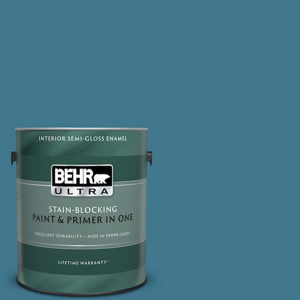 BEHR ULTRA 1 gal. #UL230-19 Cayman Bay Semi-Gloss Enamel Interior Paint and Primer in One
