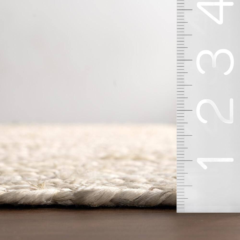 Hand-Braided Off White Jute 4' x 6' Reversible Area Rug