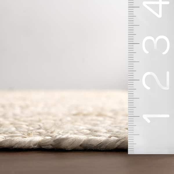 nuLOOM Rigo Chunky Loop Jute Off-White 5 ft. Round Rug