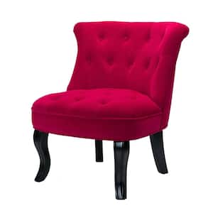 Jane Modern Red Velvet Tufted Accent Armless Side Chair