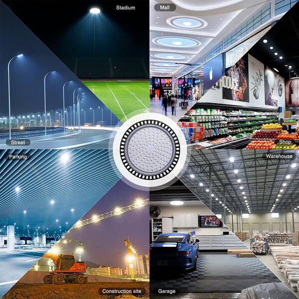 500W UFO LED High Bay Light Ultra Slim Warehouse Shop Commercial Fixtures Lamp 