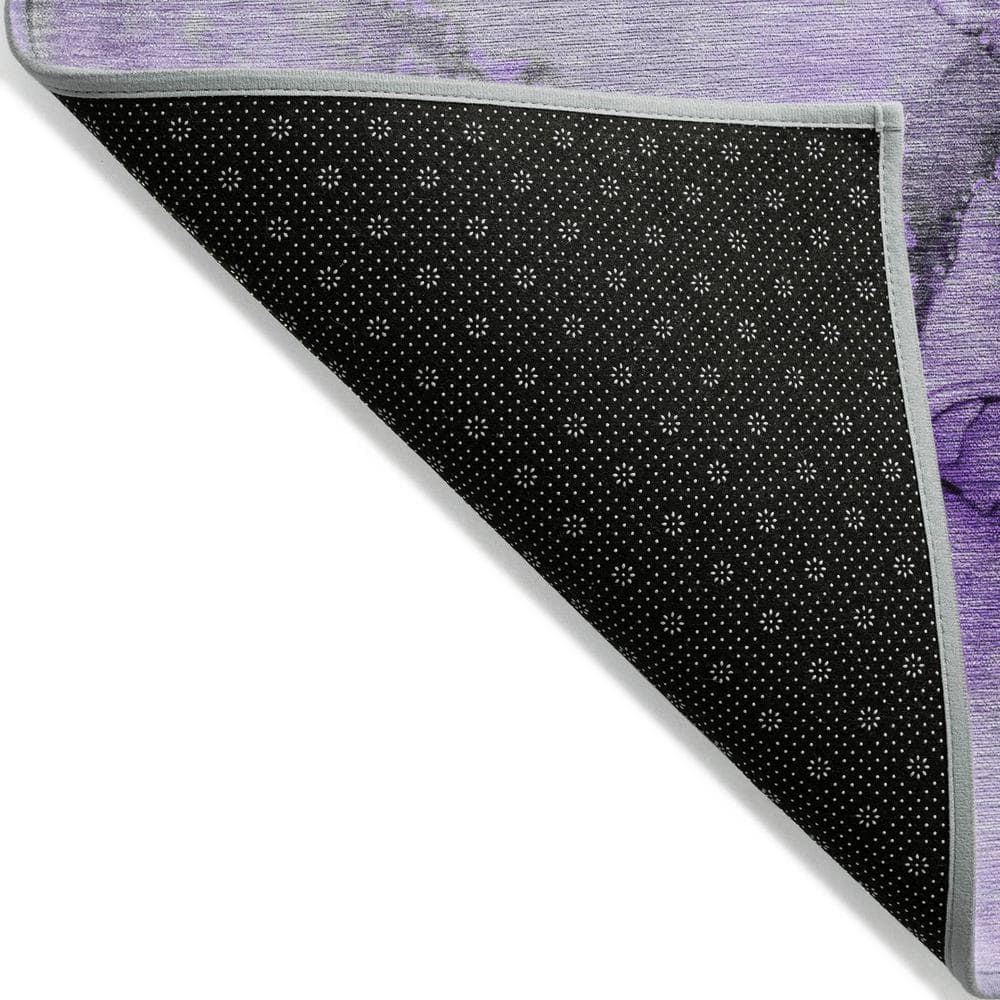 Purple and Gray Synthetic Washable Rectangular Area Rug
