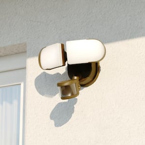 Lamdba 2-Light Integrated LED Outdoor Motion Sensor Linkable Adjustable Security Flood Light Bronze