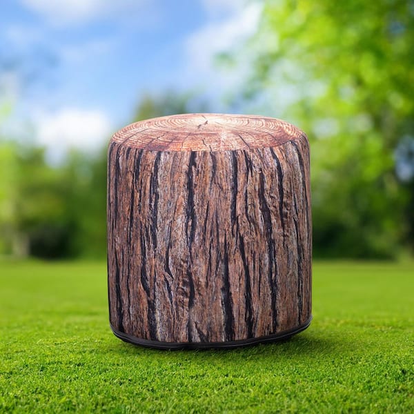 Outdoor / Indoor Wood-Style Pouf Ottoman, Stool for Patio, Office, Classroom or Home Living Space