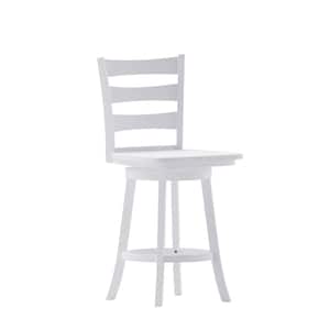 24.5 in. White Wash Full Wood Bar Stool with Wood Seat