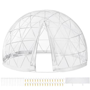 Garden Dome 12 ft. x 12 ft. x 7.2 ft. PVC Antifreeze Film Geodesic Dome with Door and Windows for Sunbubble, Clear
