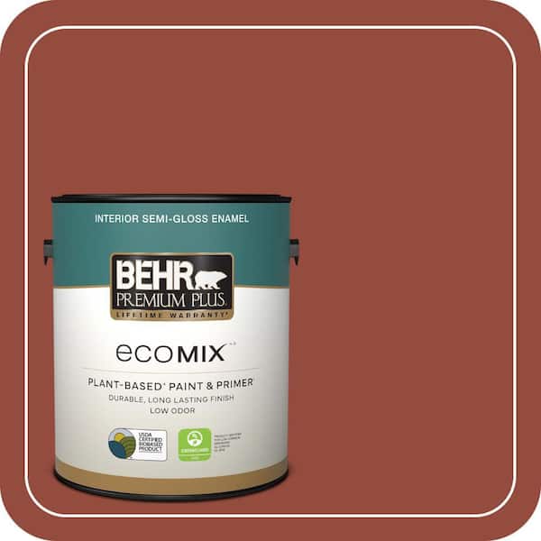 1 gal. #S-H-200 New Brick Semi-Gloss Enamel EcoMix Plant-Based Interior Paint & Primer
