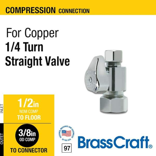 BrassCraft 1/2 in. Comp Inlet x 3/8 in. Comp Outlet 1/4-Turn