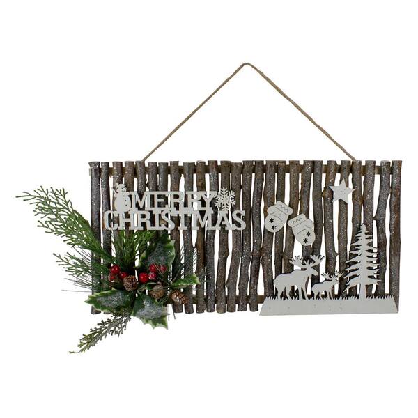 8 in. H x 16 in. W Rustic Wooden Merry Christmas Sign Wall Decor