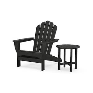 Charcoal Black 2-Piece Plastic Patio Conversation Set in Oversized Adirondack Chair with Side Table Monterey Bay