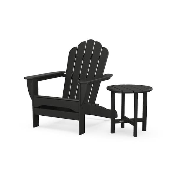 Trex Outdoor Furniture Charcoal Black 2-Piece Plastic Patio Conversation Set in Oversized Adirondack Chair with Side Table Monterey Bay