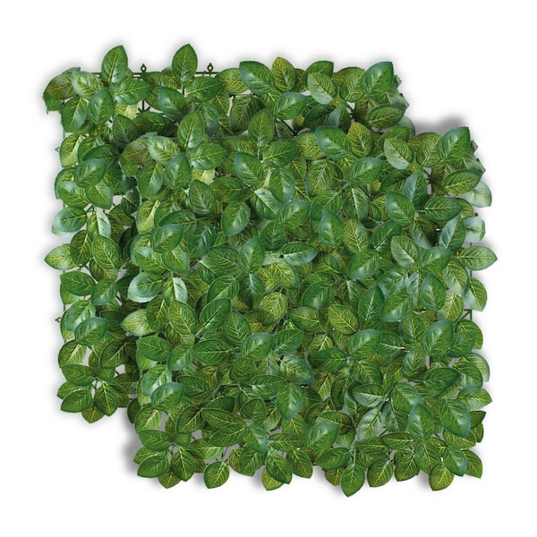 Vigoro 2 in. Green Artificial Chestnut 20 in. x 20 in. Privacy Foliage Panel (2-Peices)