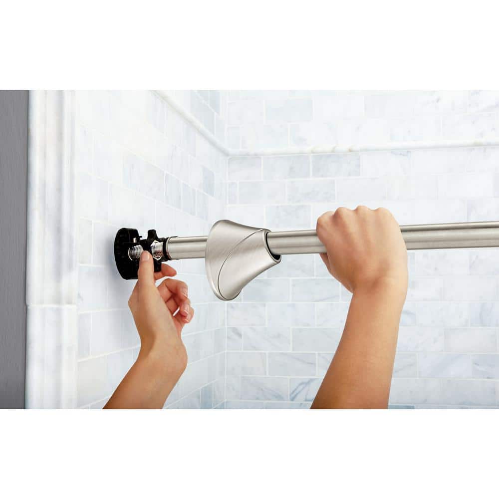 Brushed Nickel 5-Foot Adjustable Tension Curved Shower Curtain Rod