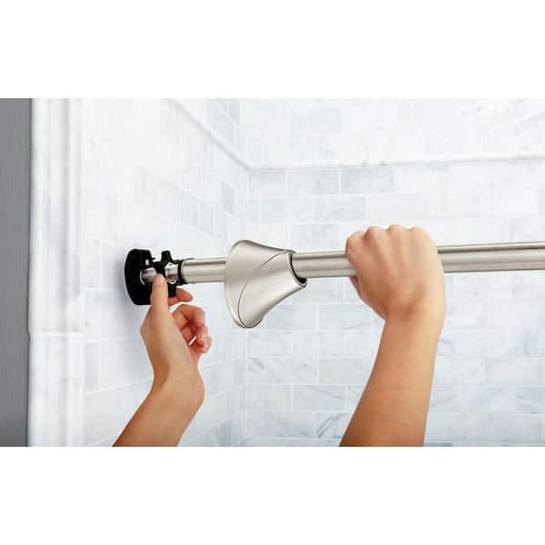 Moen 57-in to 60-in Tension Mount Brushed Nickel Tension Single Curve Shower Rod