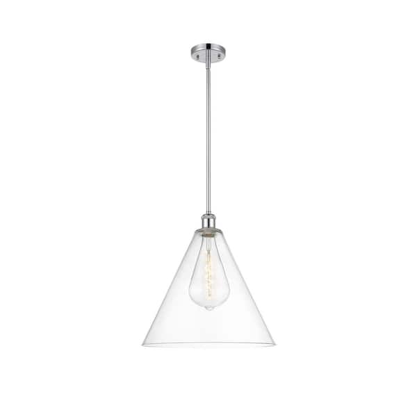 Innovations Berkshire 60-Watt 1 Light Polished Chrome Shaded Pendant Light with Clear glass Clear Glass Shade
